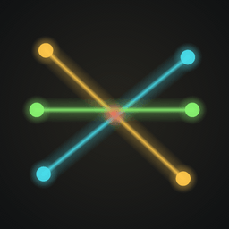 Tanglelight app icon showing colored glowing threads crossing on black.